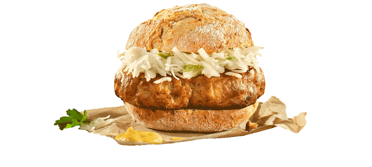 Frikadelle im Kartoffelbrötchen