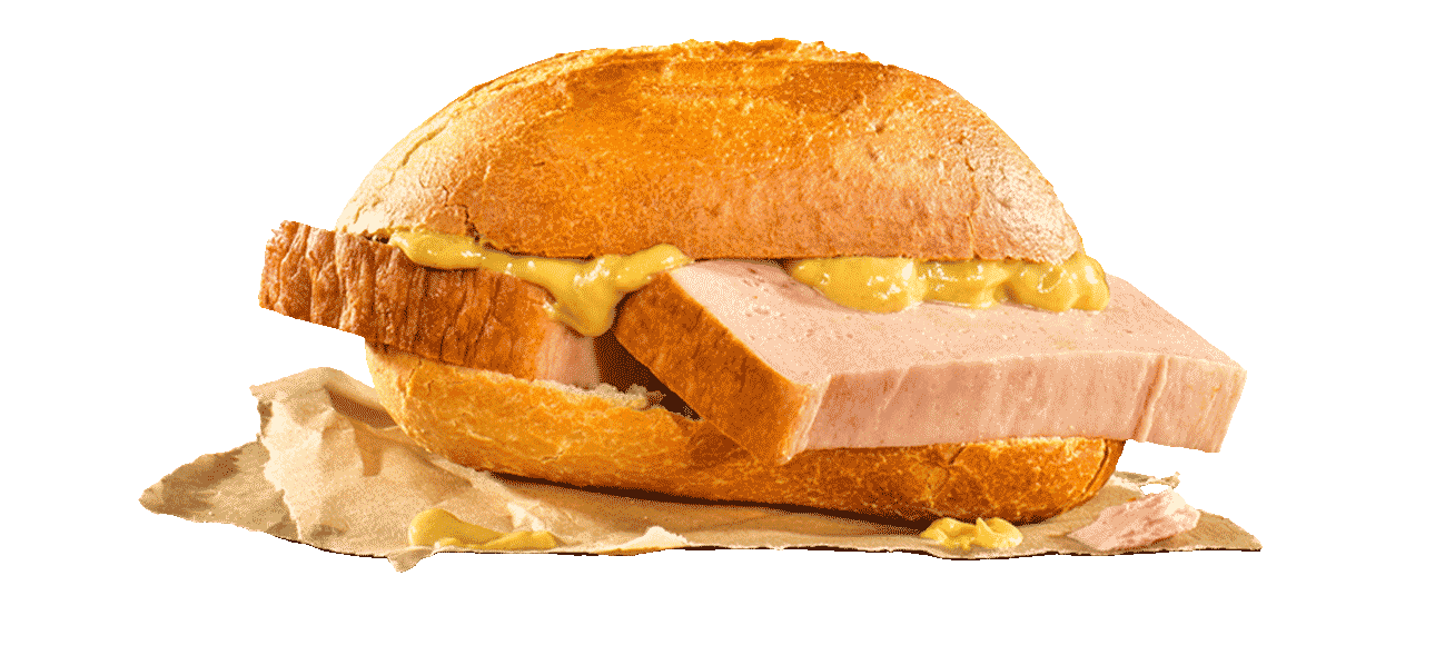 Bayerischer Leberkäse mit Brötchen